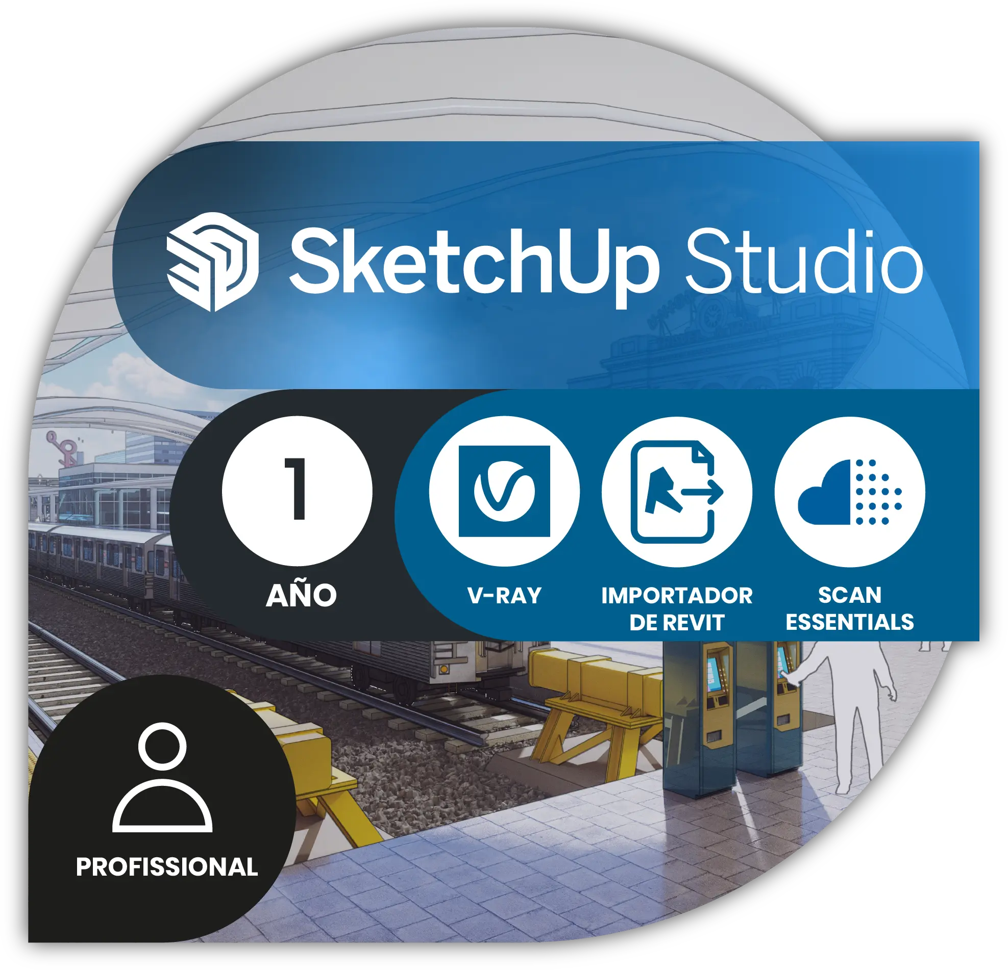 SketchUpStudio-2-Licencia-Profesional-Anual SketchUp Studio | SketchUp Pro + V-Ray + Scan Essentials + Importador de Revit - Licencia Profesional Anual - Imagem 1