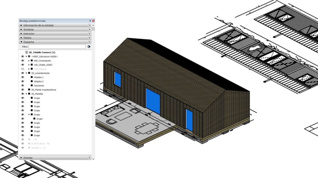 Estructura del modelo 3D herramienta esquema SketchUp