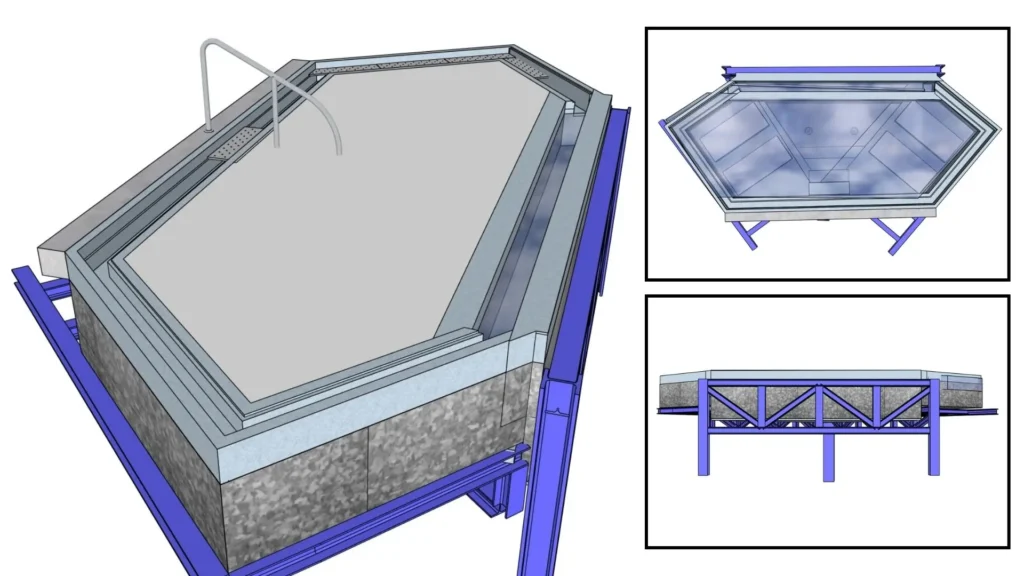 instalação de piscina pré-fabricada no telhado hotel urbano sketchup manuel sanabria 2 1