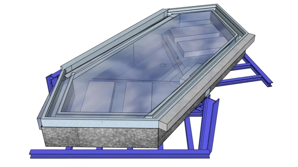 instalação de piscina pré-fabricada no telhado sketchup hotel urbano manuel sanabria 3