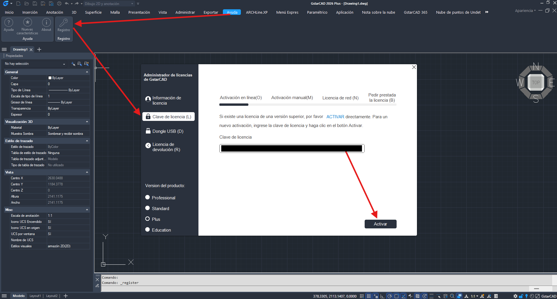 Instrucciones de cómo activar GstarCAD
