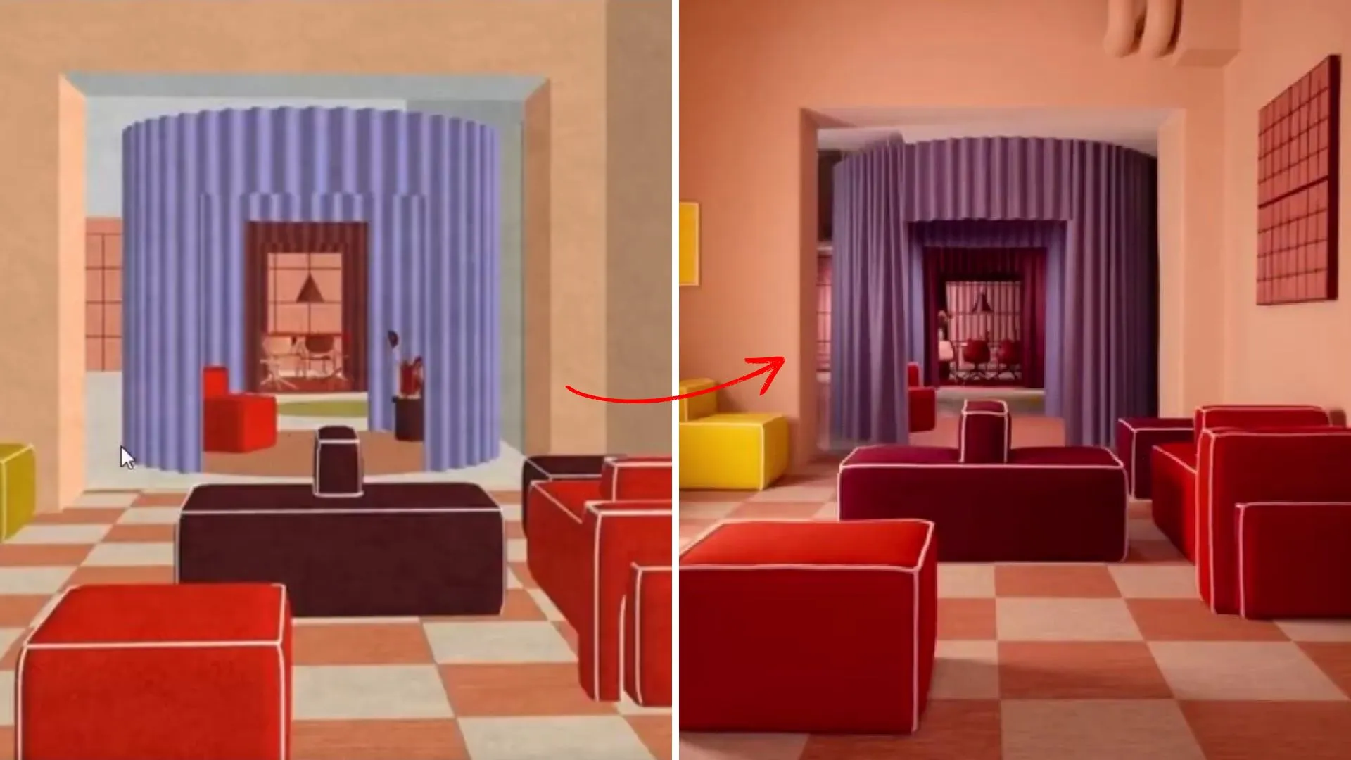 Desenho e posterior renderização de um espaço concetual utilizando o SketchUp. Chama-se Solaris Parte 1 e o autor é Tekla Evelina Severin.