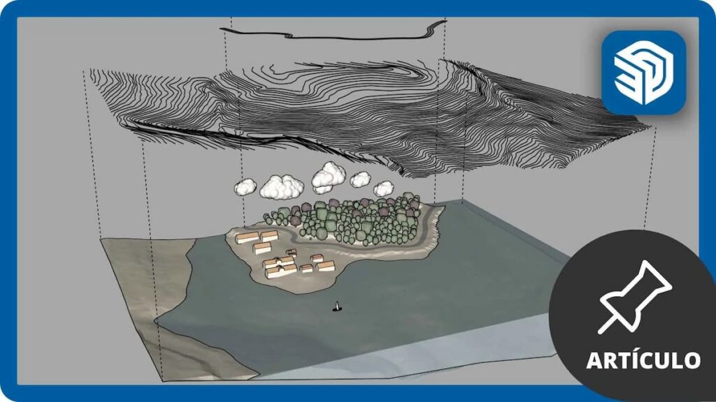 Modelado de terrenos en SketchUp utilizando herramientas de topografía y malla triangular