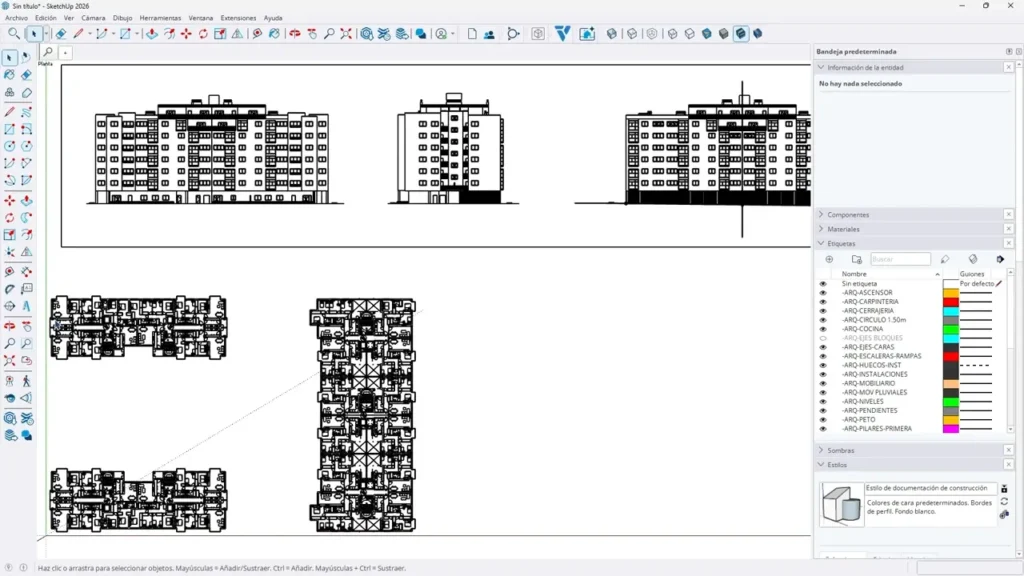 Organizar un archivo CAD en SketchUp mediante grupos y componentes